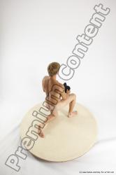 Nude Man White Kneeling poses - ALL Athletic Short Brown Kneeling poses - on one knee Multi angles poses Realistic