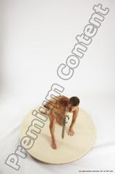 Nude Fighting with sword Man White Kneeling poses - ALL Athletic Short Brown Kneeling poses - on one knee Multi angles poses Realistic