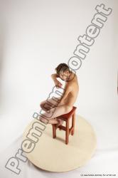 Nude Man White Sitting poses - simple Slim Short Brown Sitting poses - ALL Multi angles poses Realistic