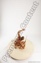 Nude Fighting with knife Man White Slim Short Brown Sitting poses - ALL Sitting poses - on knees Multi angles poses Realistic