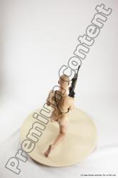 Nude Fighting with submachine gun Man White Kneeling poses - ALL Slim Bald Kneeling poses - on one knee Multi angles poses Realistic