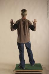 Casual Man White Moving poses Slim Short Blond Academic