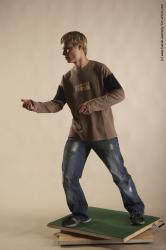 Casual Man White Moving poses Slim Short Blond Academic