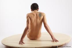 Nude Man White Sitting poses - simple Athletic Short Brown Sitting poses - ALL Realistic