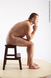 Nude Man White Sitting poses - simple Chubby Short Grey Sitting poses - ALL Realistic