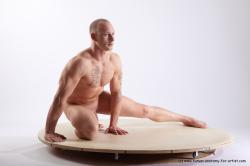 Nude Man White Kneeling poses - ALL Athletic Short Brown Kneeling poses - on one knee Realistic