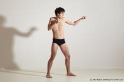 Underwear Martial art Man White Standing poses - ALL Slim Short Brown Standing poses - simple Dynamic poses Academic