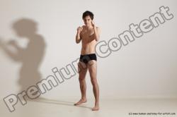 Underwear Martial art Man White Standing poses - ALL Slim Short Brown Standing poses - simple Dynamic poses Academic