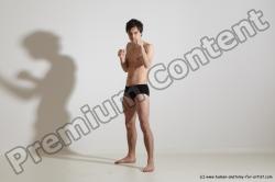 Underwear Martial art Man White Standing poses - ALL Slim Short Brown Standing poses - simple Dynamic poses Academic