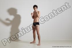 Underwear Martial art Man White Standing poses - ALL Slim Short Brown Standing poses - simple Dynamic poses Academic