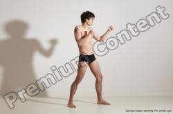 Underwear Martial art Man White Standing poses - ALL Slim Short Brown Standing poses - simple Dynamic poses Academic