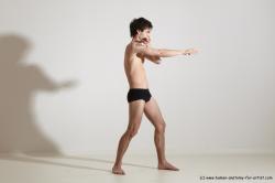 Underwear Martial art Man White Standing poses - ALL Slim Short Brown Standing poses - simple Dynamic poses Academic