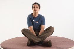 Casual Man White Sitting poses - simple Slim Short Brown Sitting poses - ALL Academic