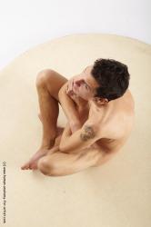 Nude Man White Sitting poses - simple Athletic Short Brown Sitting poses - ALL Realistic