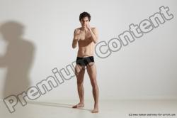 Underwear Martial art Man White Standing poses - ALL Slim Short Brown Standing poses - simple Dynamic poses Academic