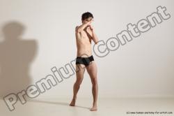 Underwear Martial art Man White Standing poses - ALL Slim Short Brown Standing poses - simple Dynamic poses Academic