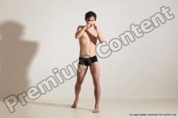 Underwear Martial art Man White Standing poses - ALL Slim Short Brown Standing poses - simple Dynamic poses Academic