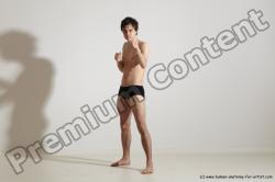 Underwear Martial art Man White Standing poses - ALL Slim Short Brown Standing poses - simple Dynamic poses Academic