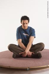 Casual Man White Sitting poses - simple Slim Short Brown Sitting poses - ALL Academic