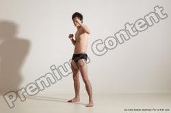 Underwear Martial art Man White Standing poses - ALL Slim Short Brown Standing poses - simple Dynamic poses Academic