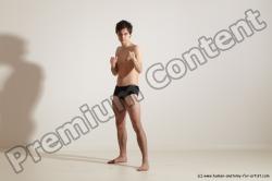 Underwear Martial art Man White Standing poses - ALL Slim Short Brown Standing poses - simple Dynamic poses Academic