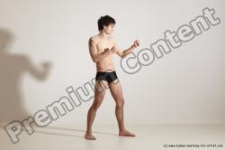 Underwear Martial art Man White Standing poses - ALL Slim Short Brown Standing poses - simple Dynamic poses Academic