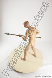 Nude Fighting with spear Man White Standing poses - ALL Slim Bald Standing poses - simple Multi angles poses Realistic