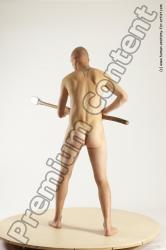 Nude Fighting with spear Man White Standing poses - ALL Slim Bald Standing poses - simple Multi angles poses Realistic