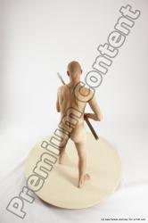 Nude Fighting with spear Man White Standing poses - ALL Slim Bald Standing poses - simple Multi angles poses Realistic