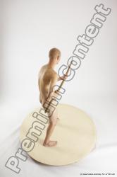 Nude Fighting with spear Man White Standing poses - ALL Slim Bald Standing poses - simple Multi angles poses Realistic