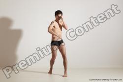 Underwear Martial art Man White Standing poses - ALL Slim Short Brown Standing poses - simple Dynamic poses Academic