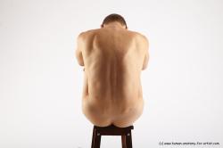 Nude Man White Sitting poses - simple Slim Short Brown Sitting poses - ALL Realistic