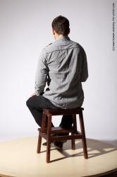 Casual Man White Sitting poses - simple Slim Short Brown Sitting poses - ALL Academic