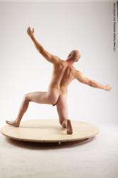 Nude Man White Kneeling poses - ALL Slim Bald Kneeling poses - on one knee Realistic