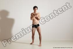 Underwear Martial art Man White Standing poses - ALL Slim Short Brown Standing poses - simple Dynamic poses Academic