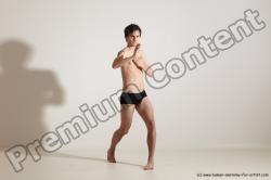 Underwear Martial art Man White Standing poses - ALL Slim Short Brown Standing poses - simple Dynamic poses Academic