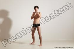 Underwear Martial art Man White Standing poses - ALL Slim Short Brown Standing poses - simple Dynamic poses Academic