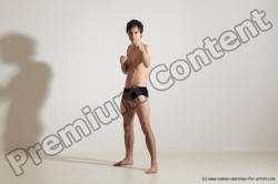 Underwear Martial art Man White Standing poses - ALL Slim Short Brown Standing poses - simple Dynamic poses Academic