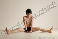 Underwear Gymnastic poses Man White Athletic Short Black Dancing Dynamic poses Academic