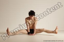 Underwear Gymnastic poses Man White Athletic Short Black Dancing Dynamic poses Academic