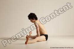 Underwear Gymnastic poses Man White Athletic Short Black Dancing Dynamic poses Academic