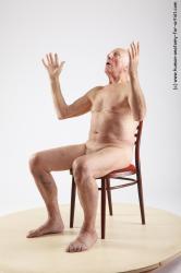 and more Nude Man White Sitting poses - simple Slim Bald Grey Sitting poses - ALL Realistic