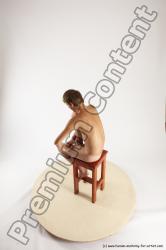 Nude Man White Sitting poses - simple Slim Short Brown Sitting poses - ALL Multi angles poses Realistic