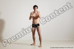 Nude Martial art Man White Standing poses - ALL Slim Short Brown Standing poses - simple Dynamic poses Realistic