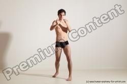 Nude Martial art Man White Standing poses - ALL Slim Short Brown Standing poses - simple Dynamic poses Realistic