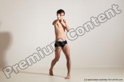 Nude Martial art Man White Standing poses - ALL Slim Short Brown Standing poses - simple Dynamic poses Realistic