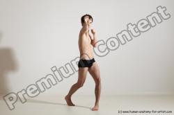 Nude Martial art Man White Standing poses - ALL Slim Short Brown Standing poses - simple Dynamic poses Realistic