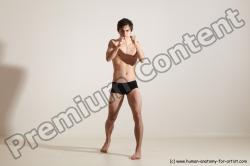 Nude Martial art Man White Standing poses - ALL Slim Short Brown Standing poses - simple Dynamic poses Realistic