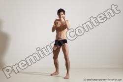 Nude Martial art Man White Standing poses - ALL Slim Short Brown Standing poses - simple Dynamic poses Realistic