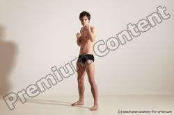 Nude Martial art Man White Standing poses - ALL Slim Short Brown Standing poses - simple Dynamic poses Realistic